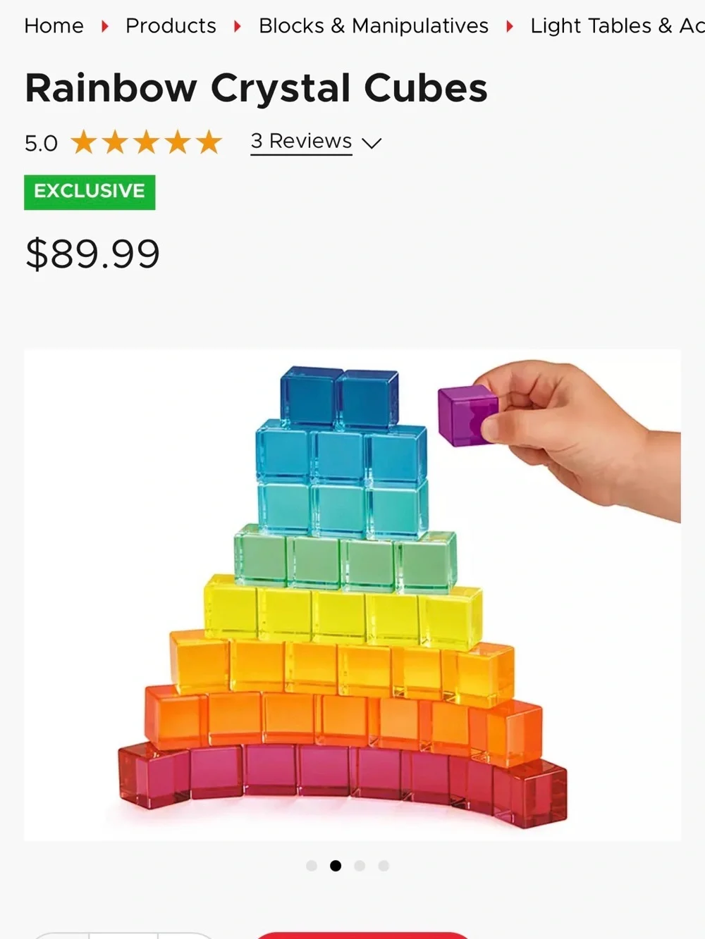 Rainbow Crystal Cubes - Colorful Translucent Stacking Set